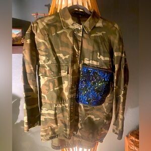 Zara military style Shacket with sequin design. Size Medium.***SOLD***